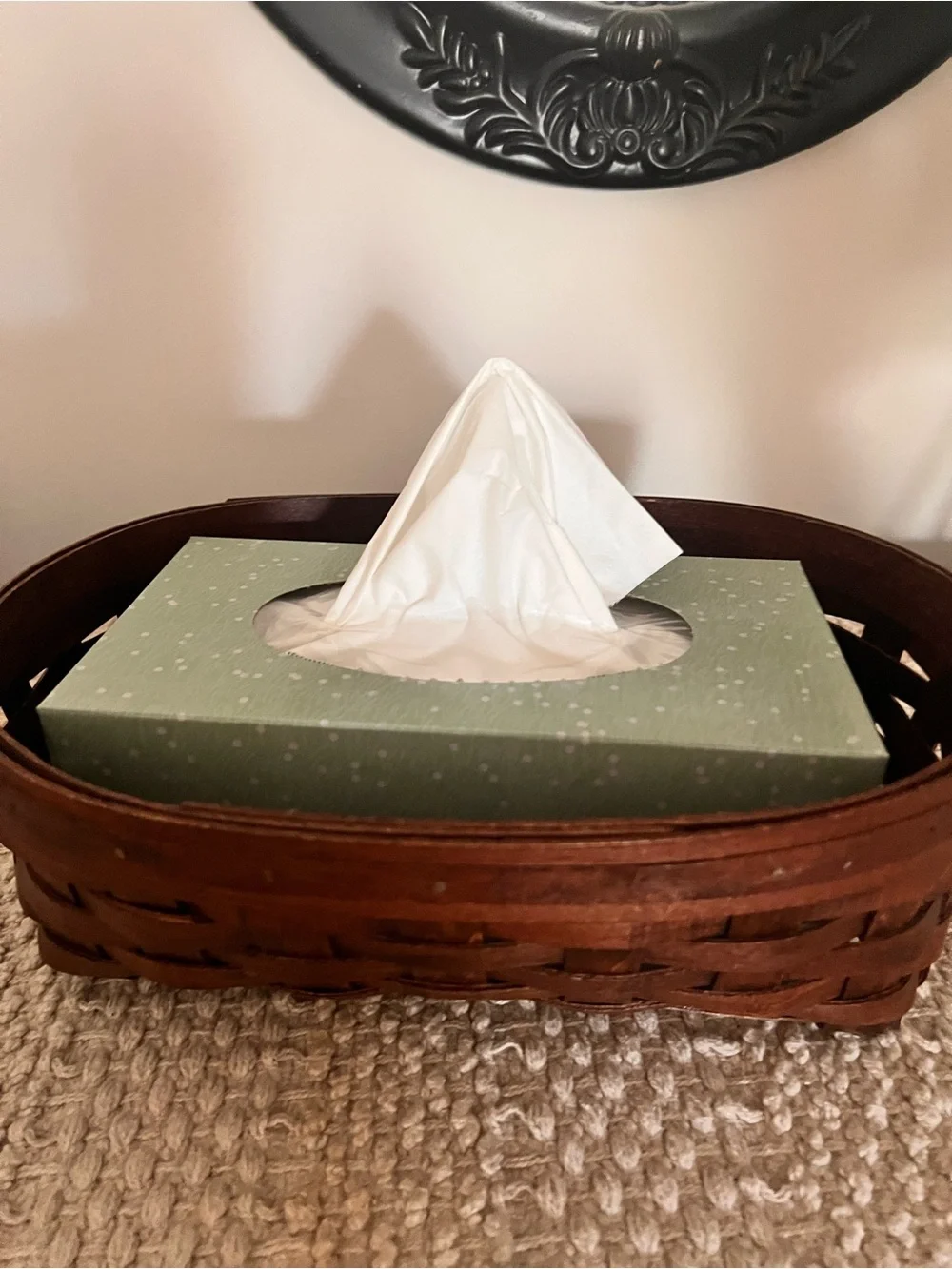 Henn Workshops Brown Wooden Tissue Box Basket